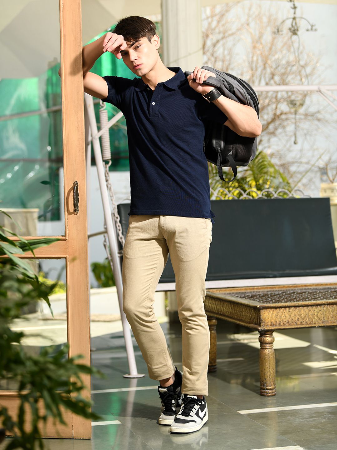 Navy Blue Pique Polo T-Shirt