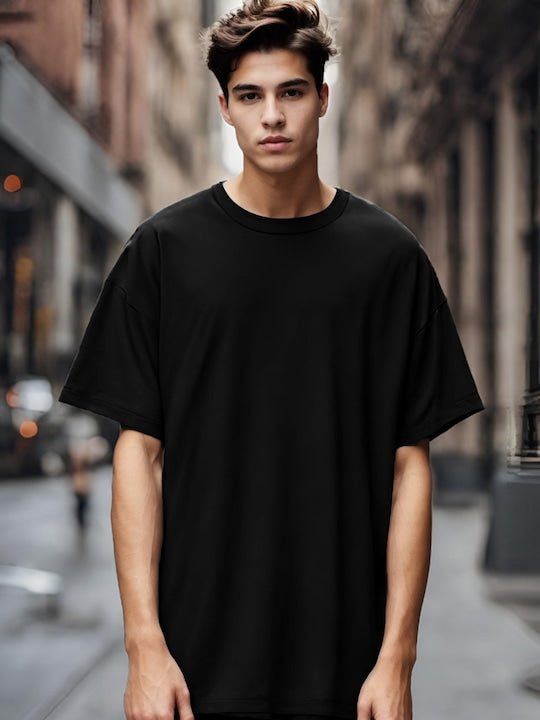 Black Plain Oversized T Shirt For Men