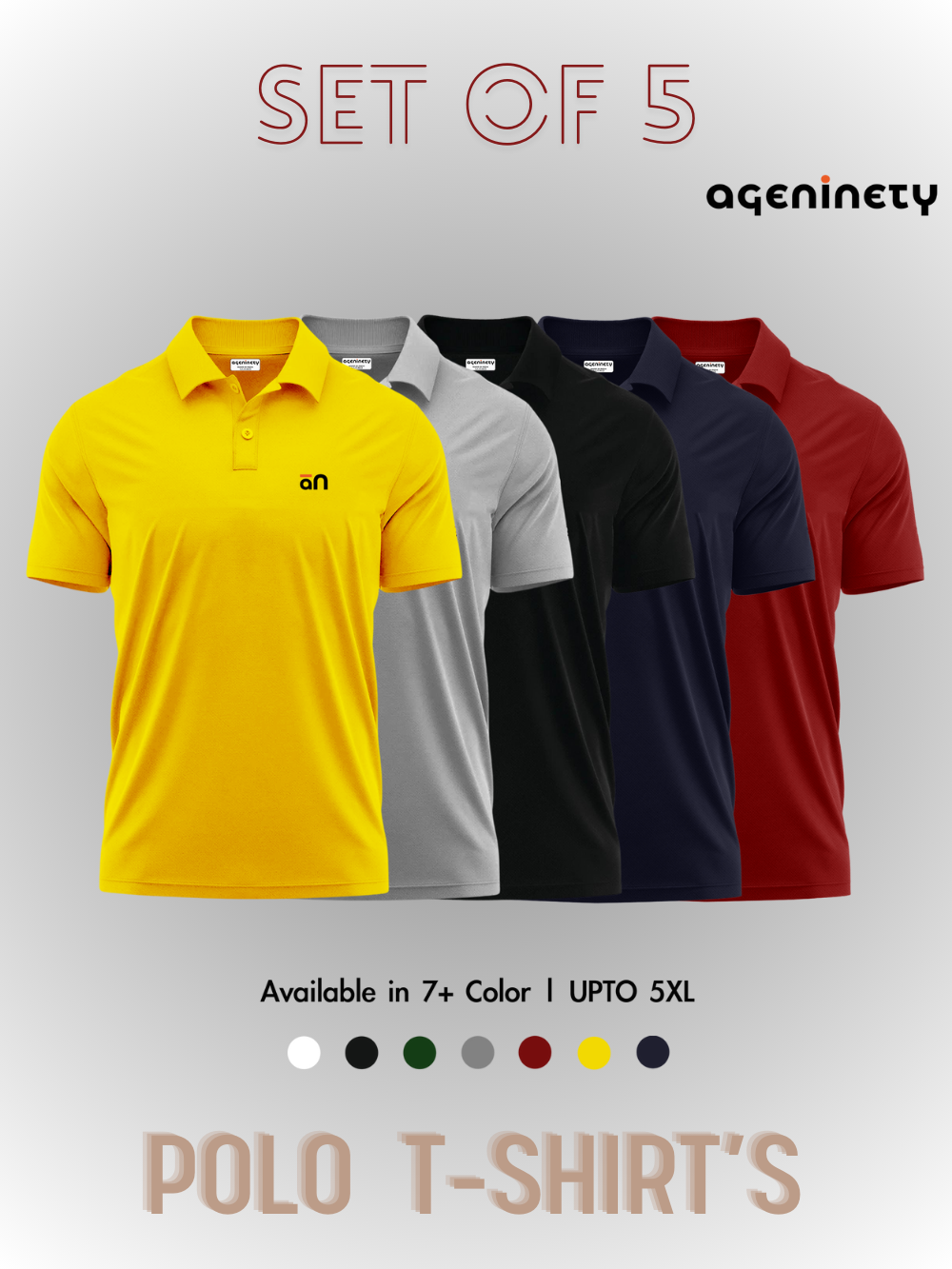 Pack of 5- Pique Polo T-shirt Combo