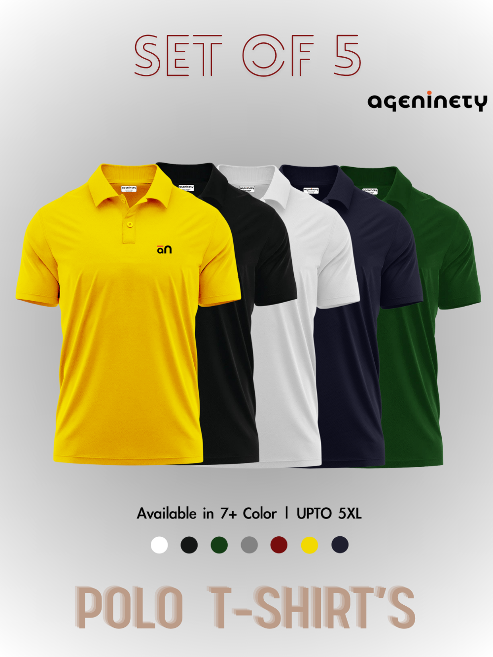 Pack of 5- Pique Polo T-shirt Combo
