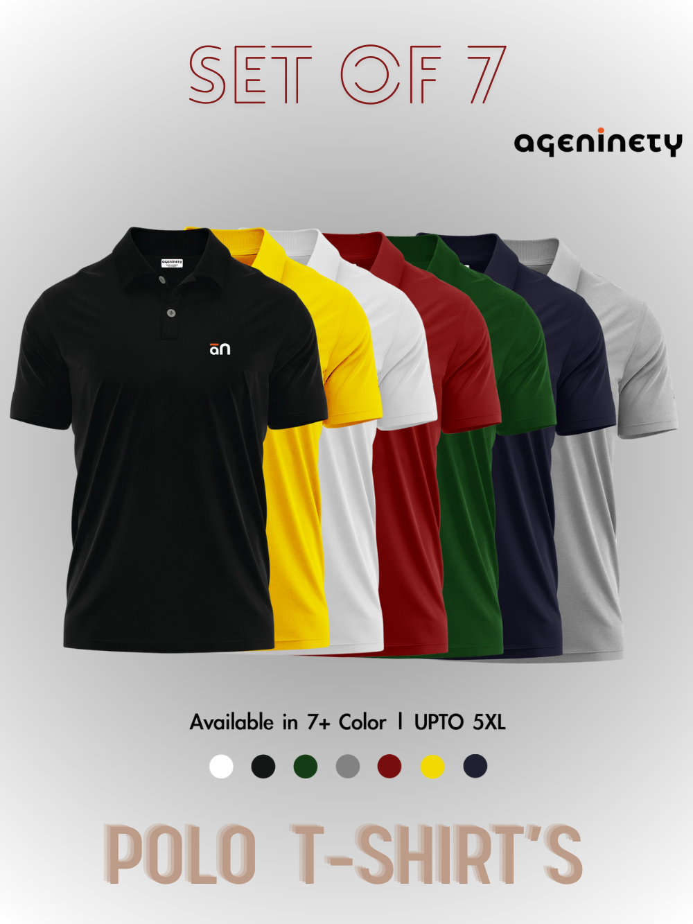 Pack of 7- Pique Polo T-shirt Combo