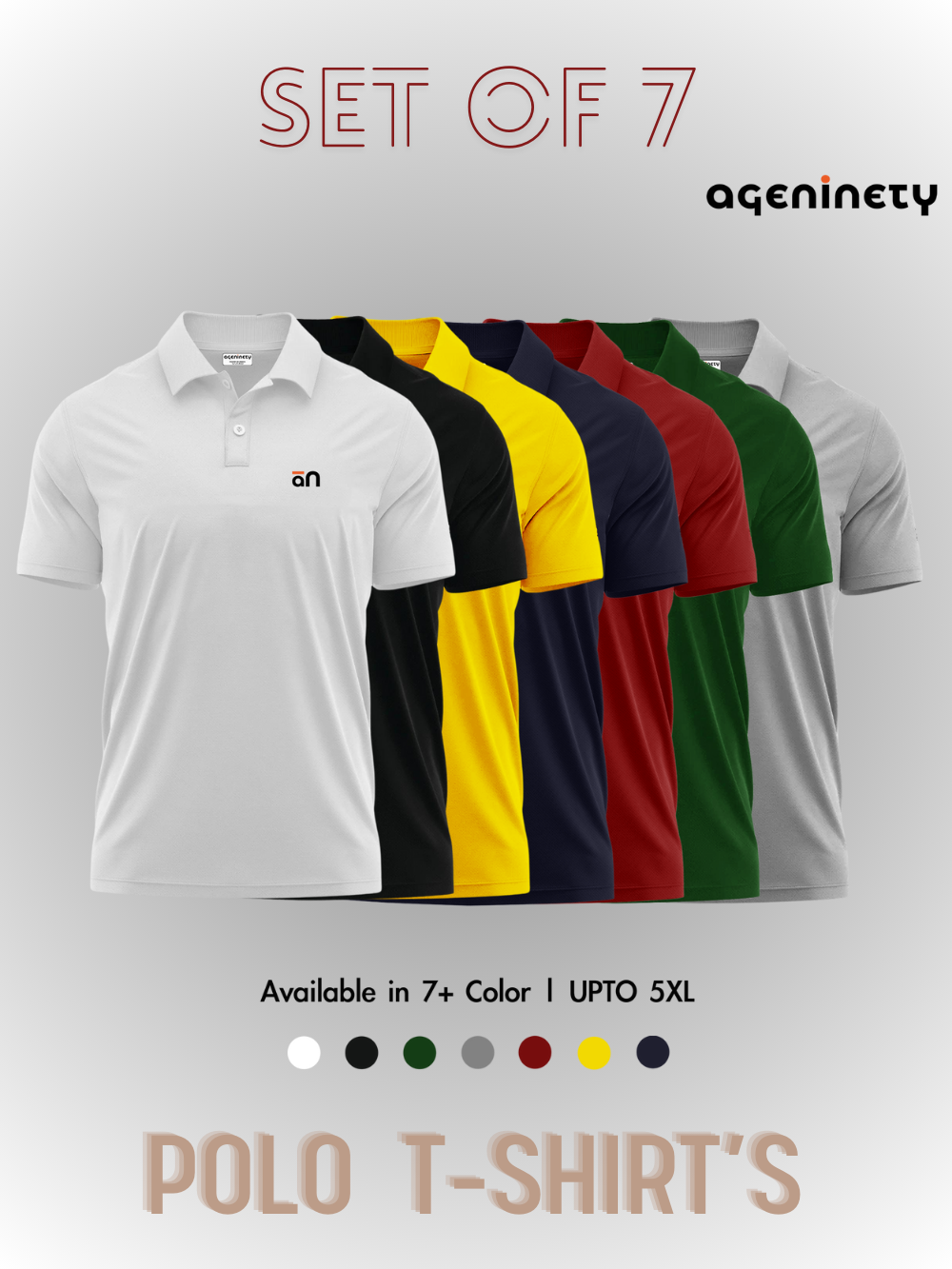 Pack of 7- Pique Polo T-shirt Combo