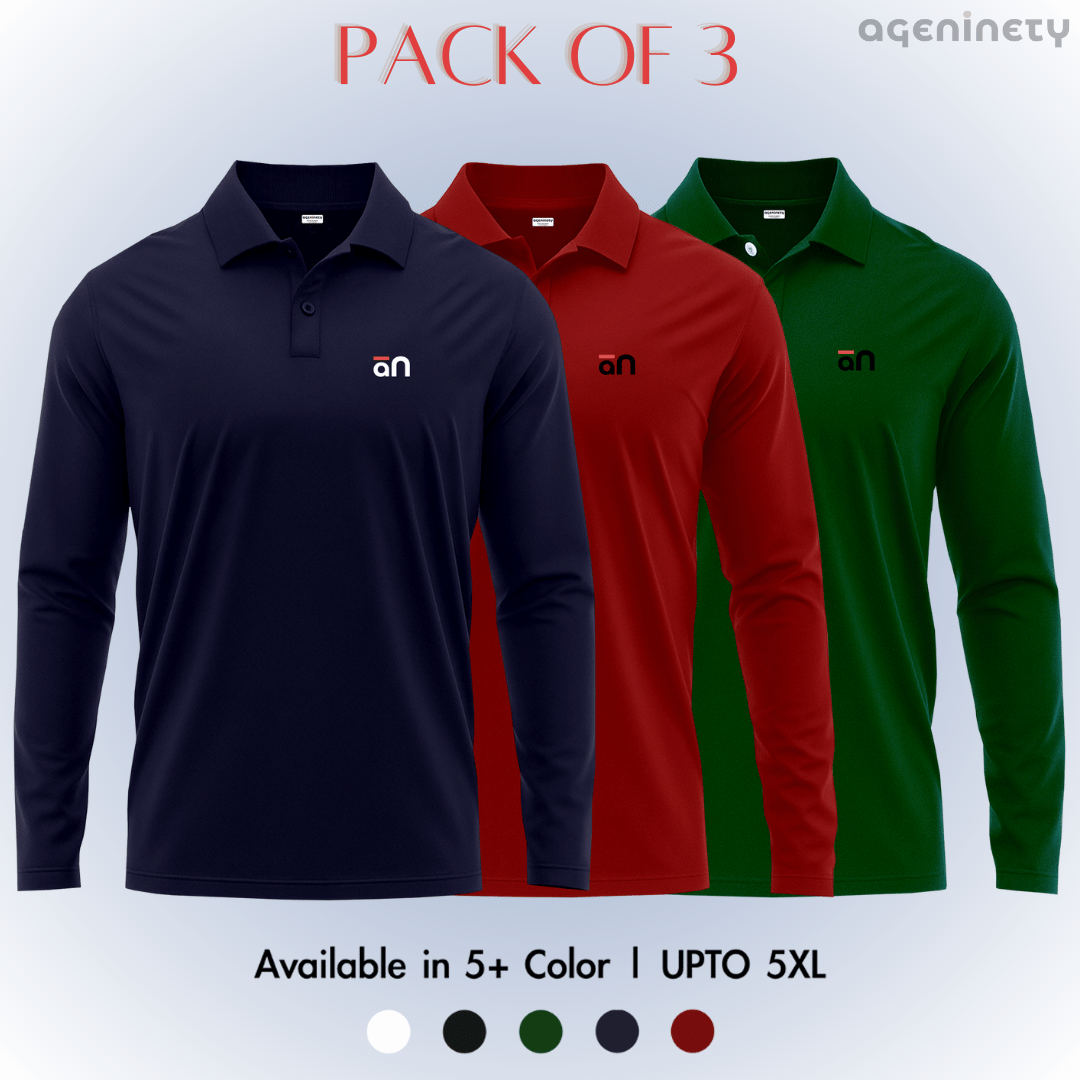 Pack of 3- Full Sleeve Polo T-shirt