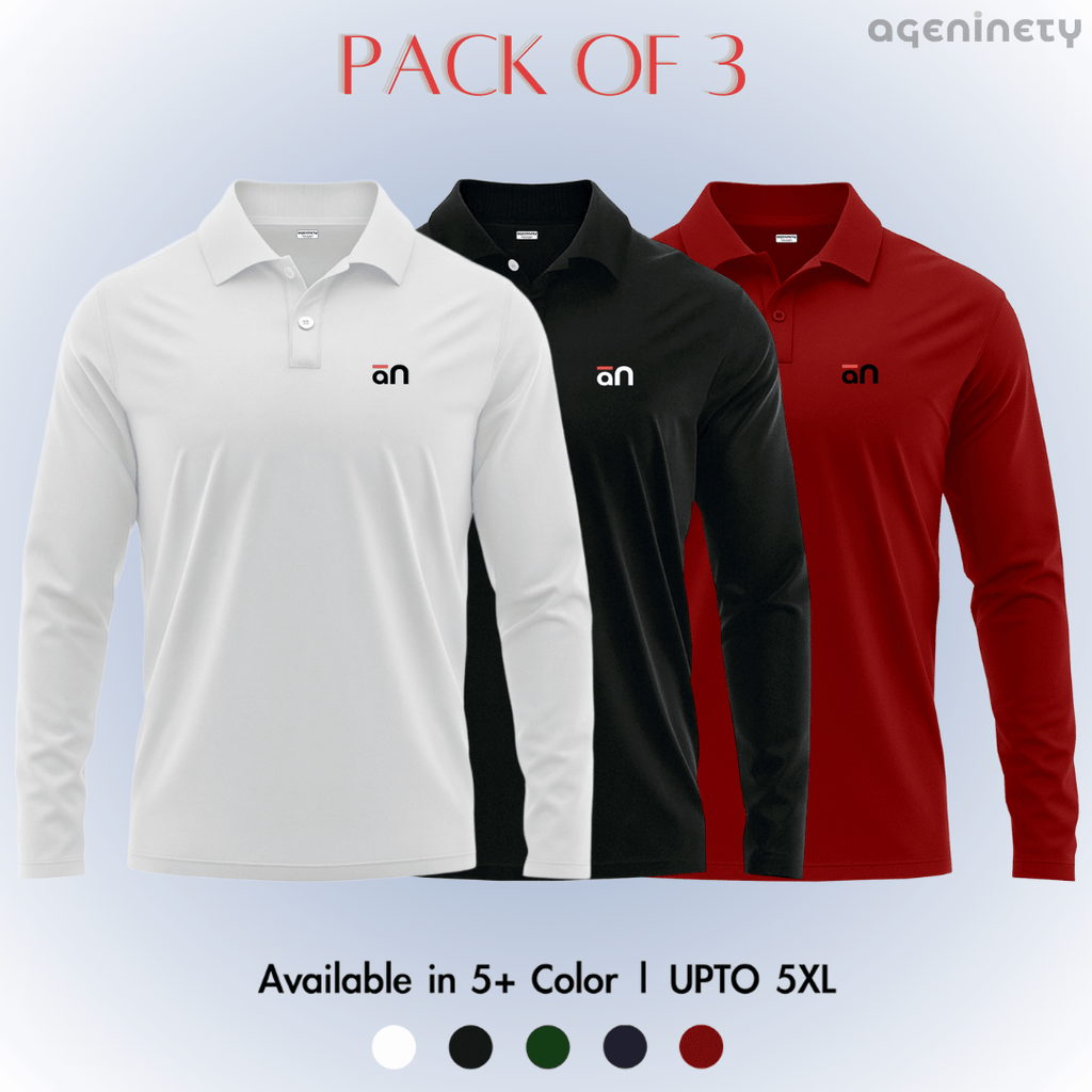Pack of 3- Full Sleeve Polo T-shirt