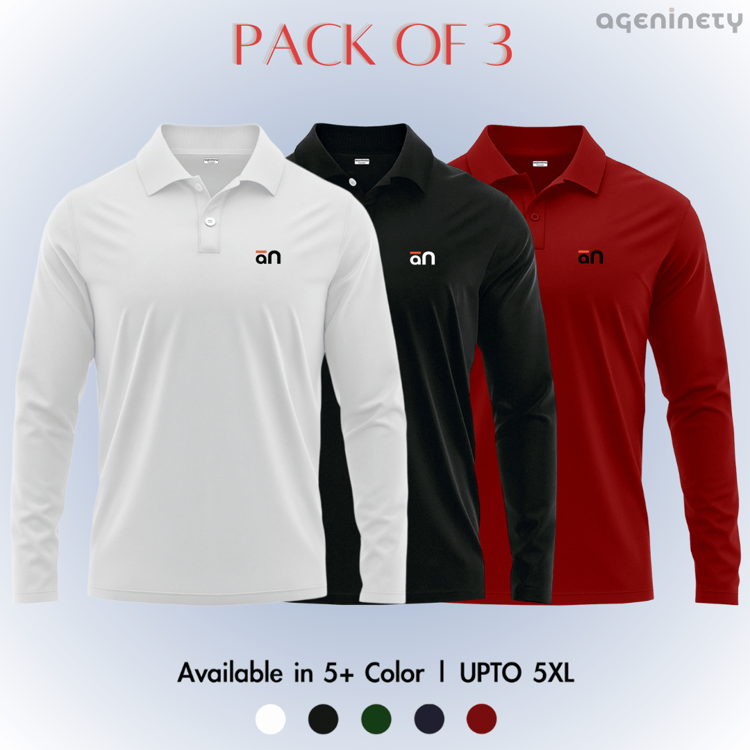 Pack of 3- Full Sleeve Polo T-shirt