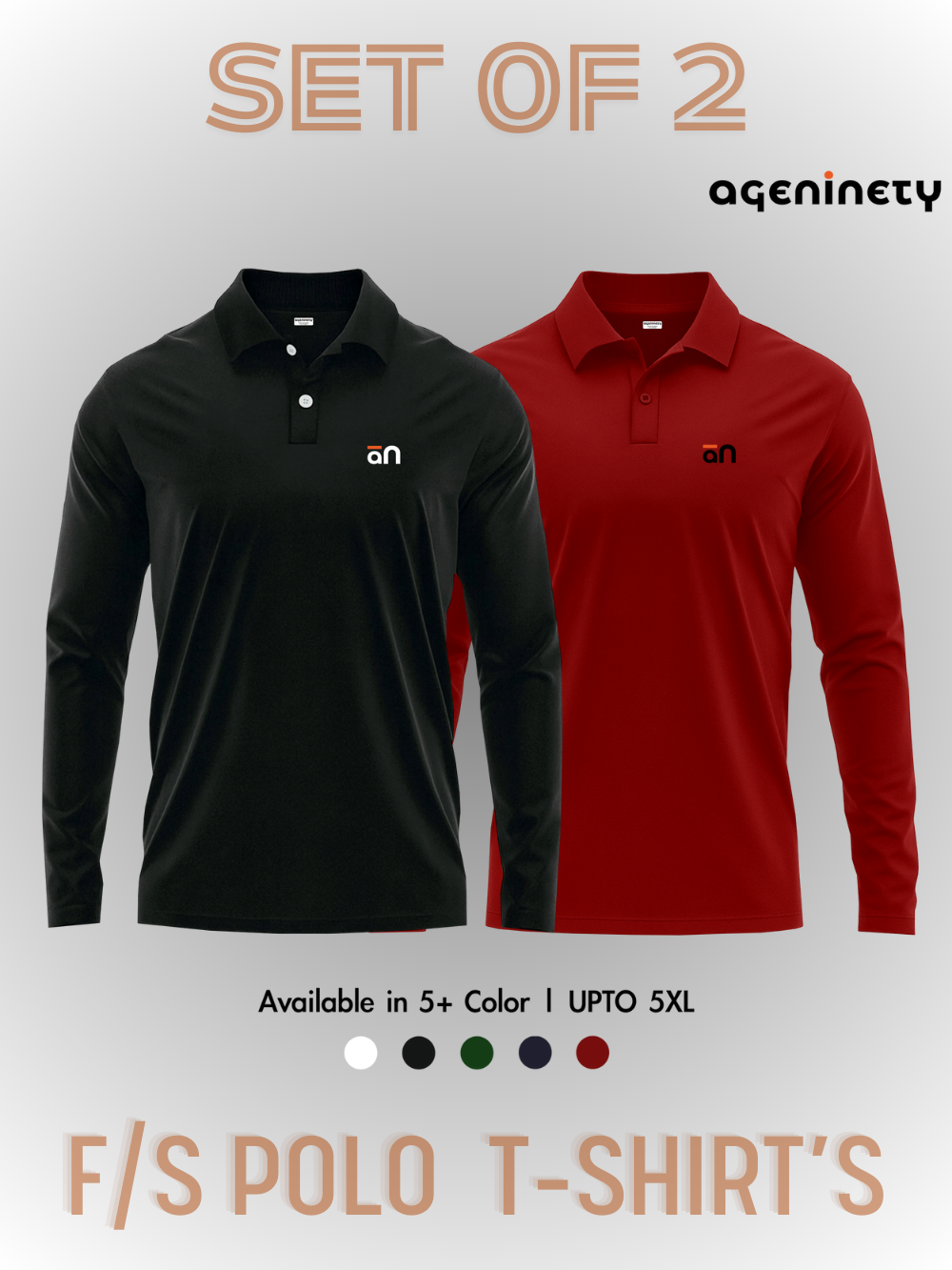 Pack of 2- Full Sleeve Polo T-shirt