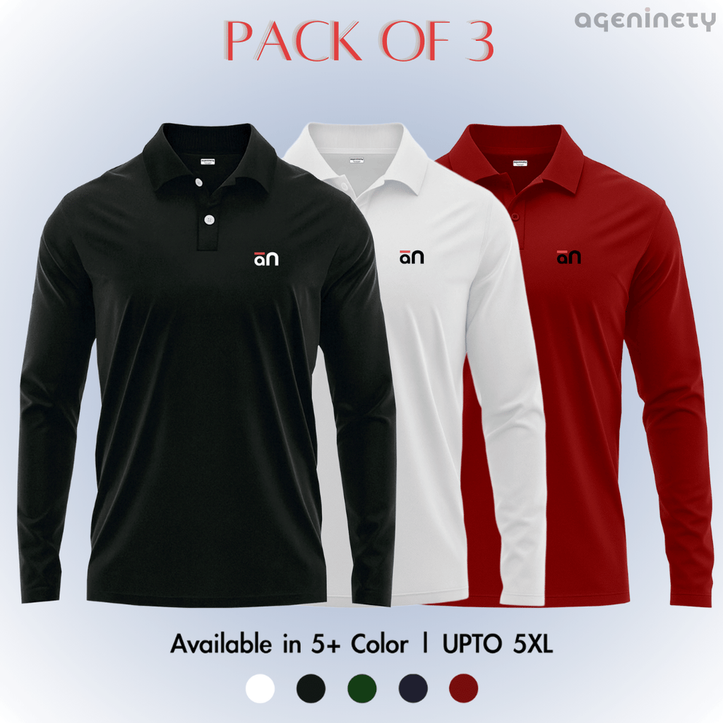 Pack of 3- Full Sleeve Polo T-shirt