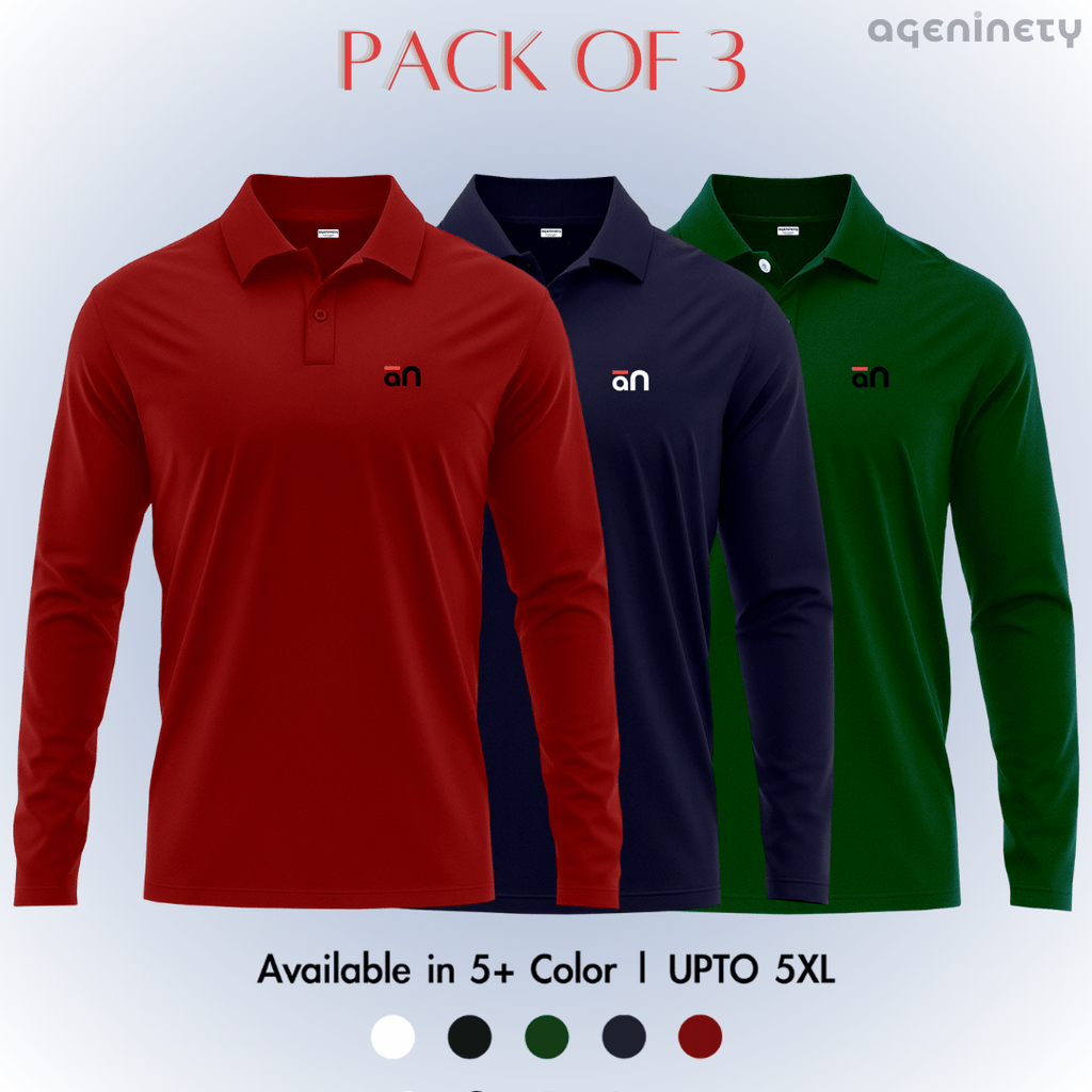 Pack of 3- Full Sleeve Polo T-shirt