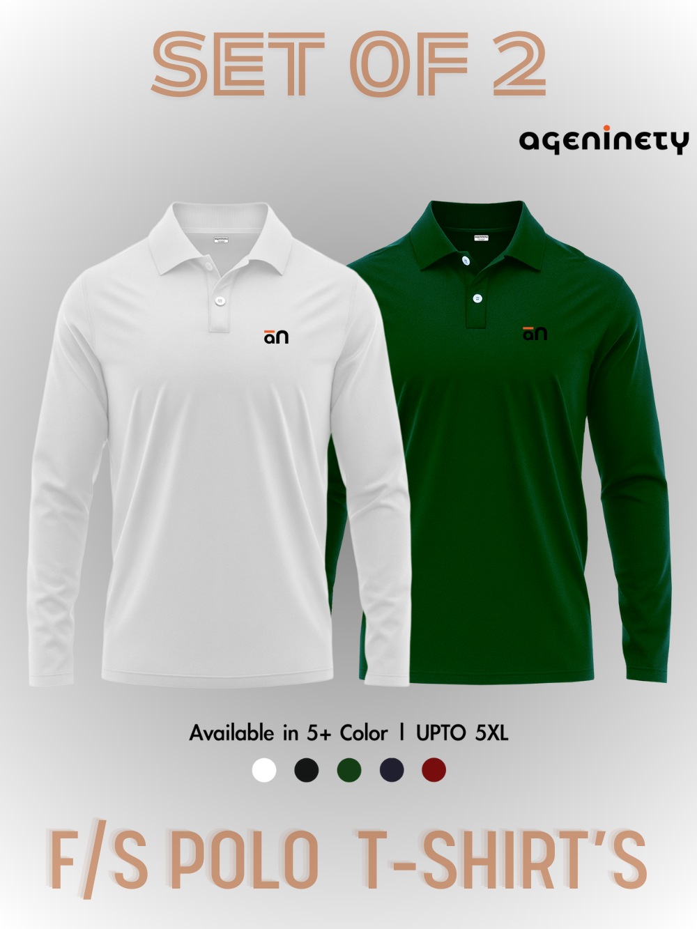 Pack of 2- Full Sleeve Polo T-shirt