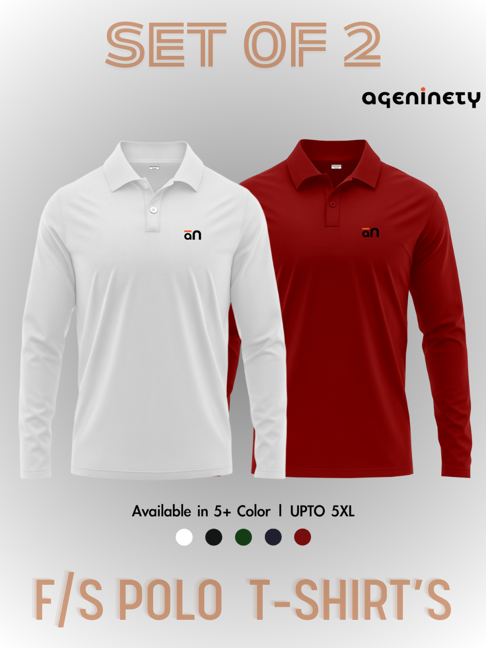 Pack of 2- Full Sleeve Polo T-shirt