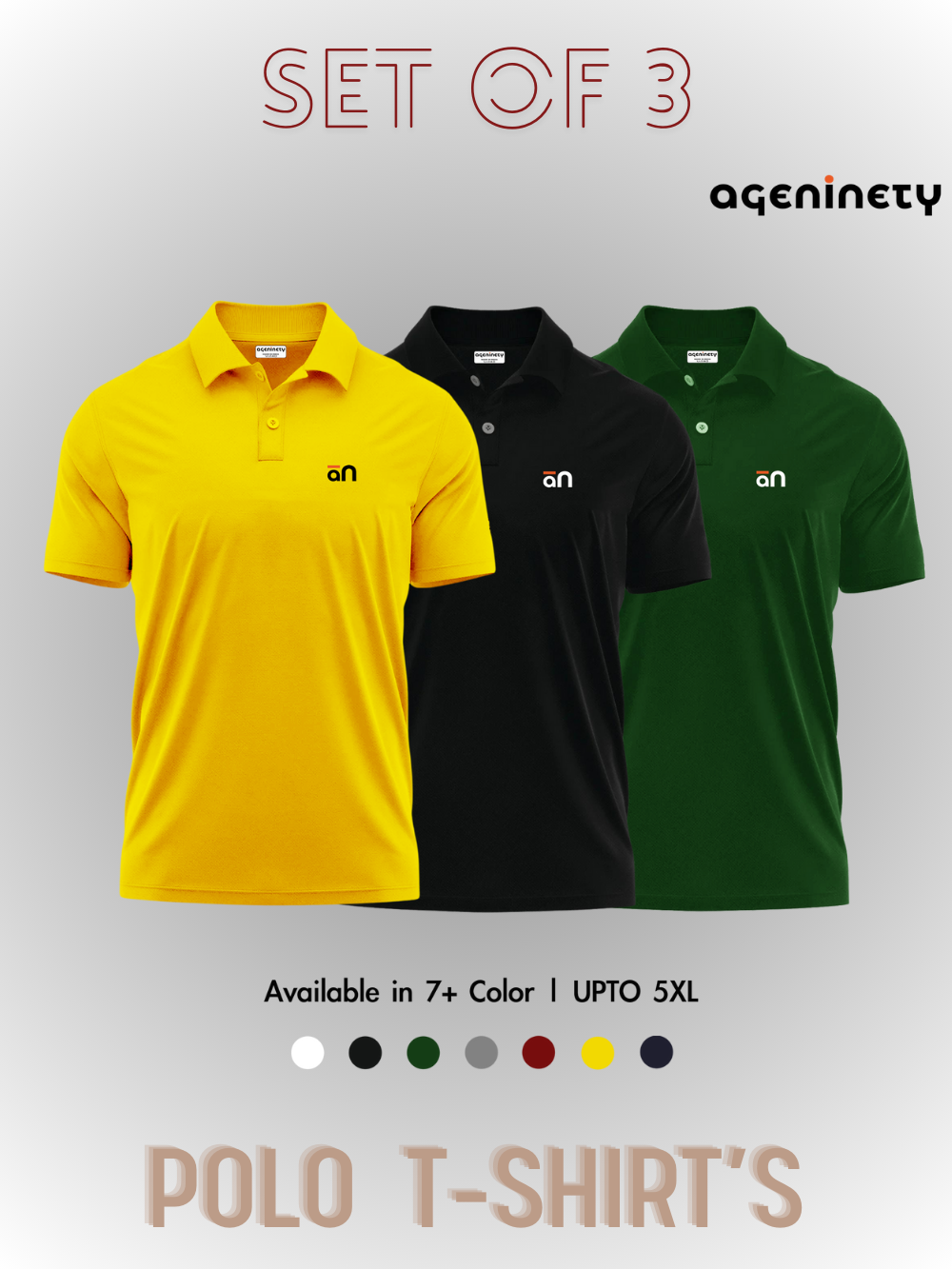 Pack of 3- Pique Polo T-shirt Combo