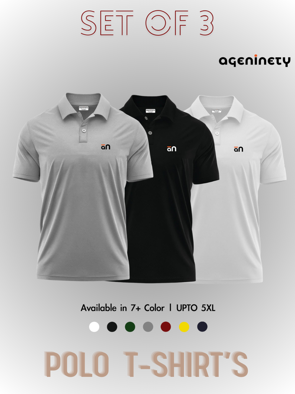 Pack of 3- Pique Polo T-shirt Combo