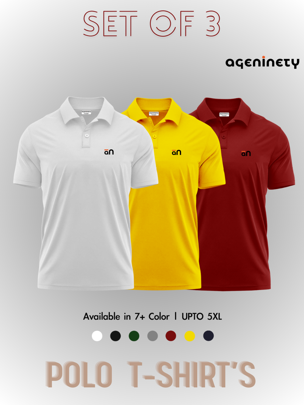Pack of 3- Pique Polo T-shirt Combo