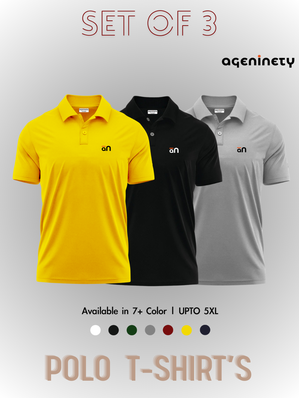 Pack of 3- Pique Polo T-shirt Combo