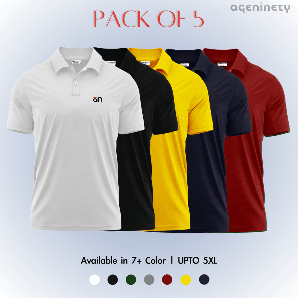 Pack of 5- Pique Polo T-shirt Combo