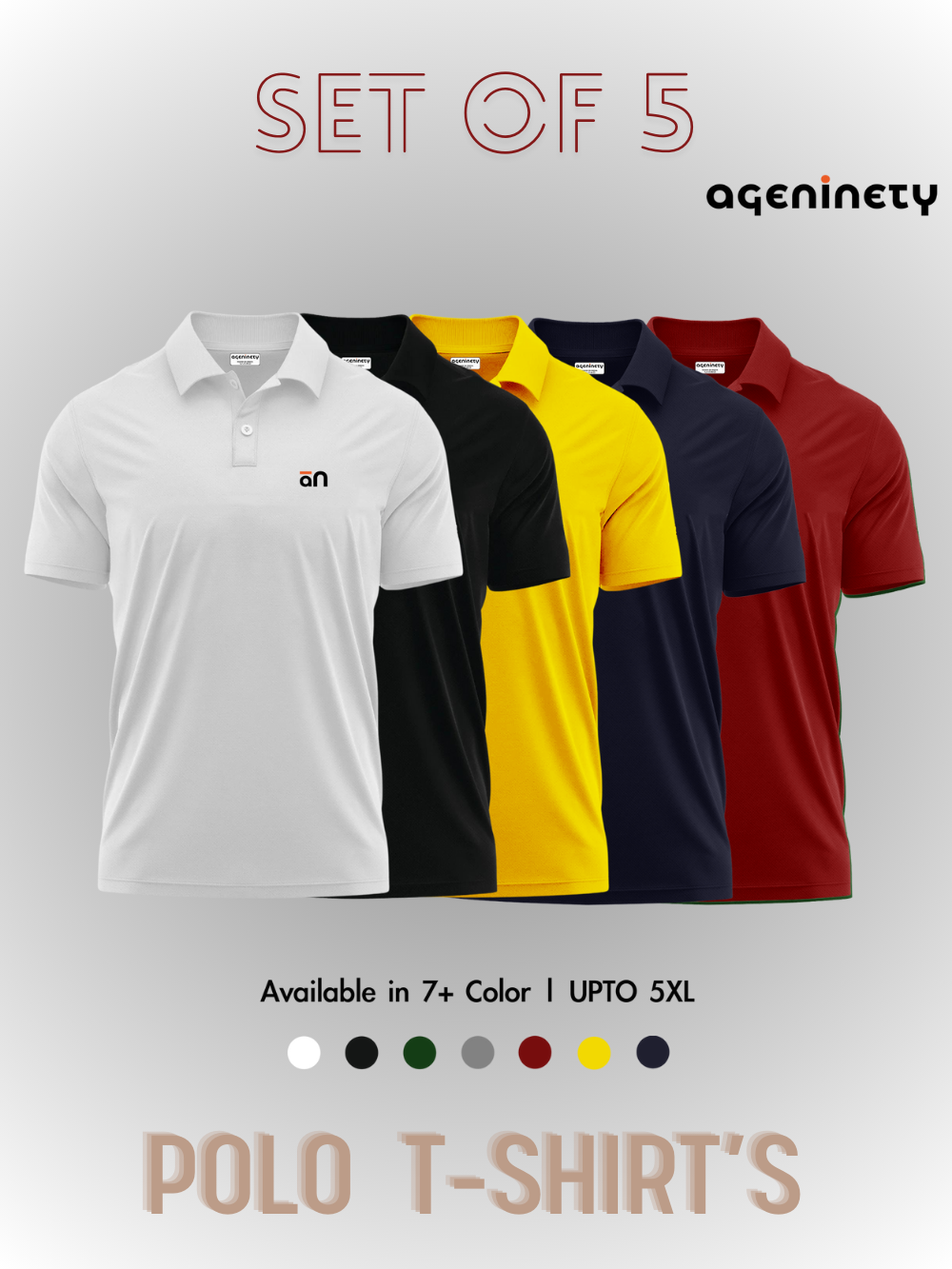 Pack of 5- Pique Polo T-shirt Combo