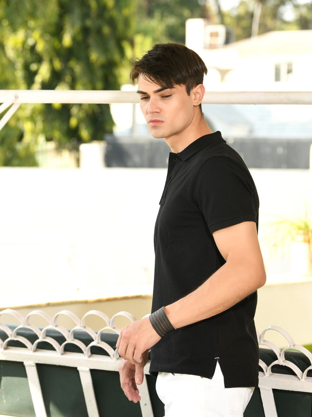 Black Pique Polo T-Shirt