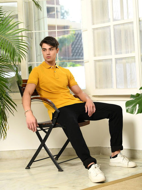 Mustard Pique Polo T-Shirt
