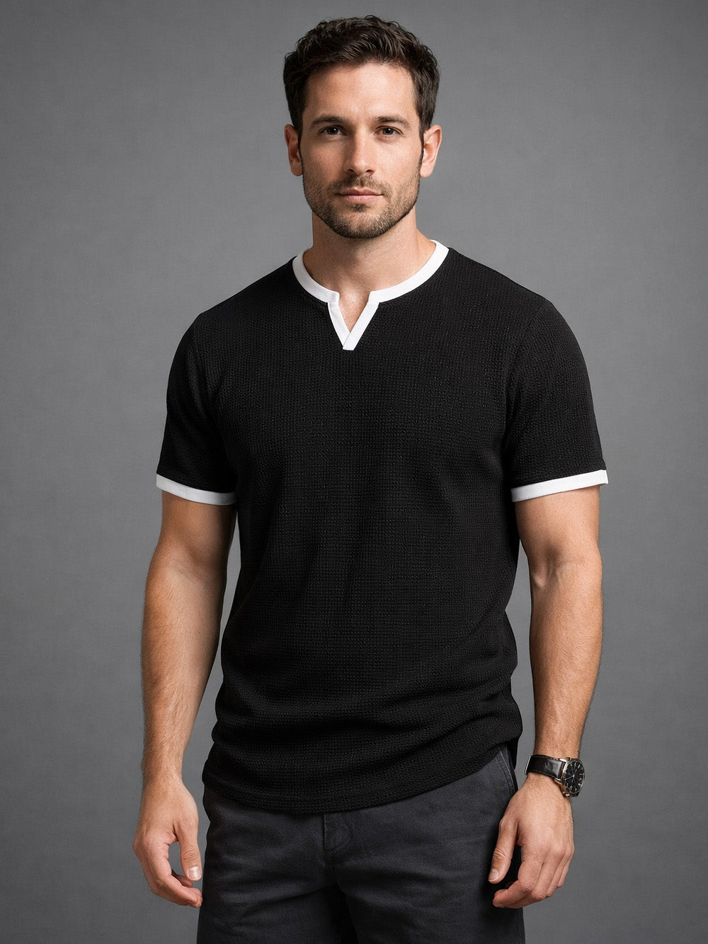 Waffle V-Neck T-Shirt