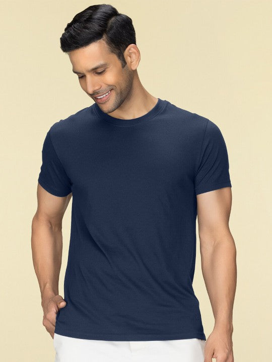 Navy Blue Plain Round Neck T-Shirt