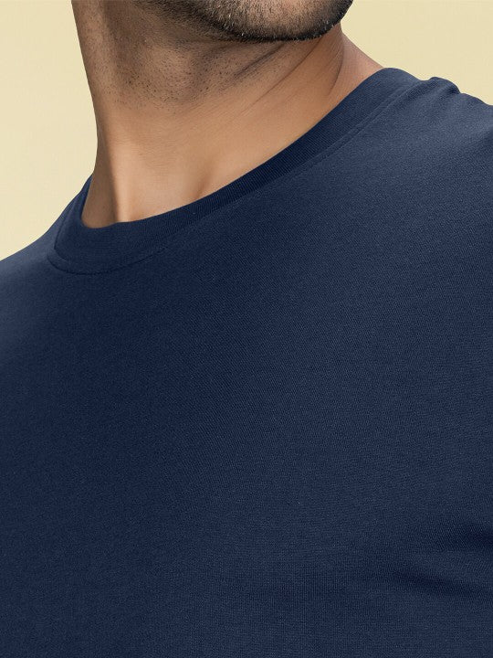 Navy Blue Plain Round Neck T-Shirt