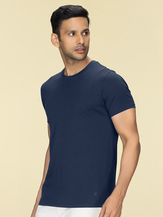 Navy Blue Plain Round Neck T-Shirt