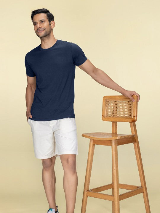 Navy Blue Plain Round Neck T-Shirt