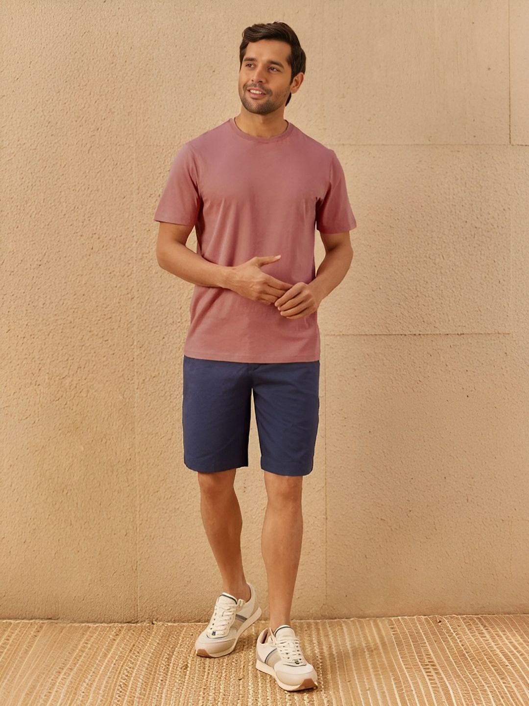 Pastel Pink Plain Round Neck T-Shirt