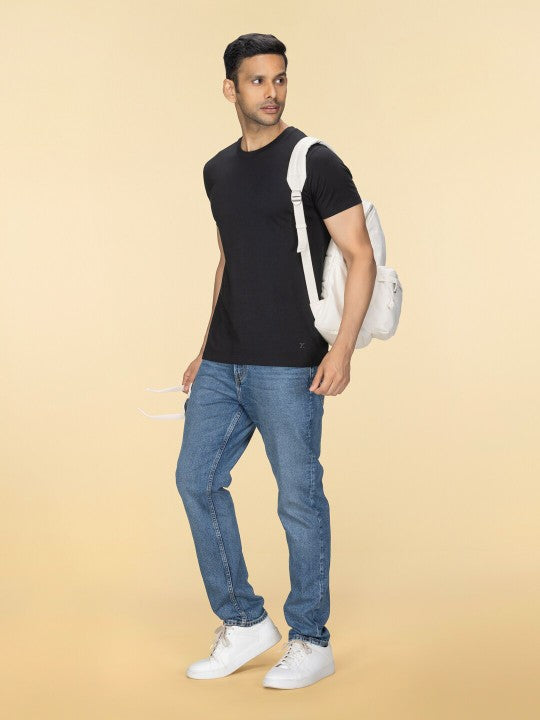 Black Plain Round Neck T-Shirt
