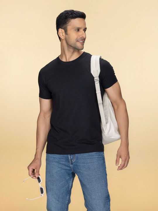 Black Plain Round Neck T-Shirt