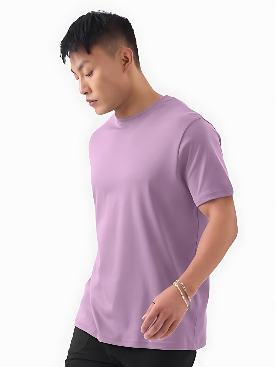 Lavender Plain Round Neck T-Shirt