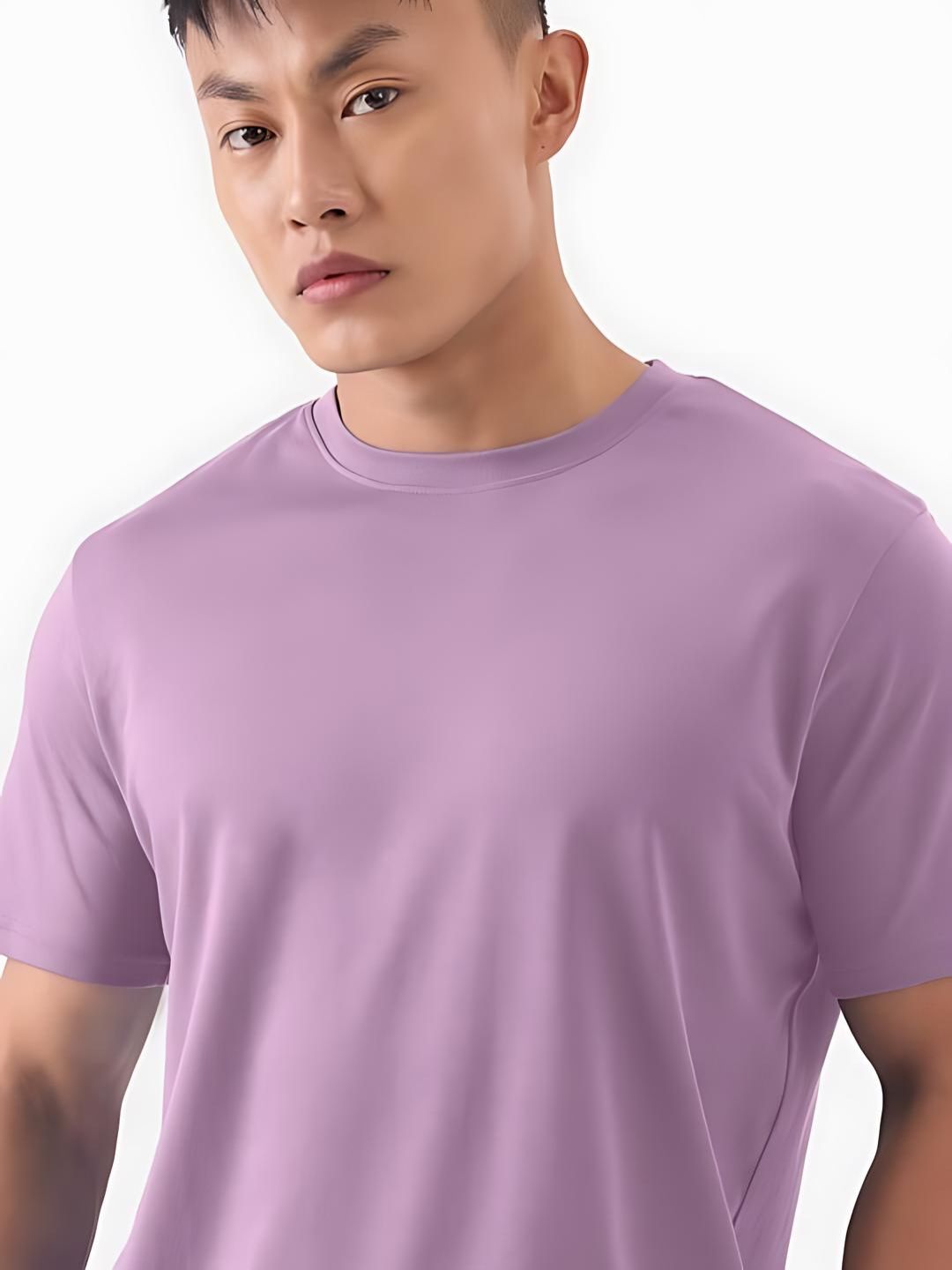 Lavender Plain Round Neck T-Shirt