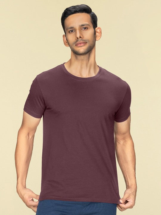 Maroon Plain Round Neck T-Shirt