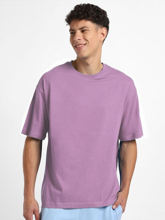 Lavender Plain Oversized T-Shirt For Men