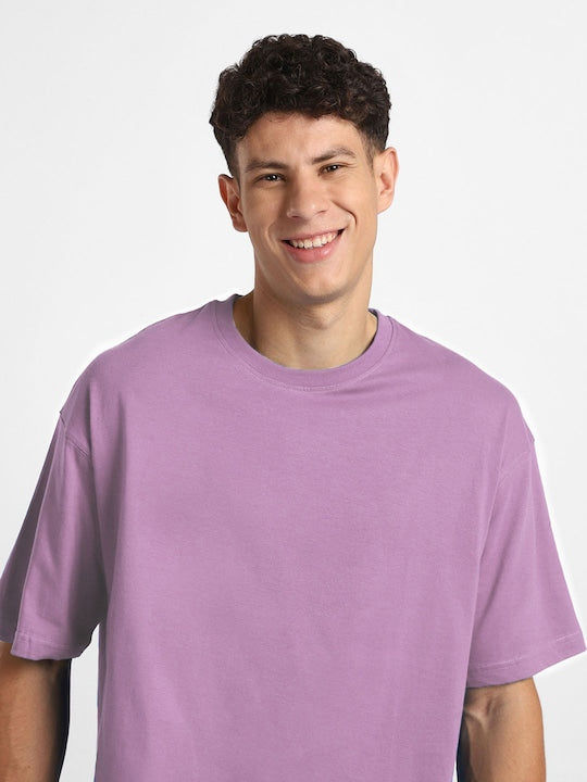 Lavender Plain Oversized T-Shirt For Men