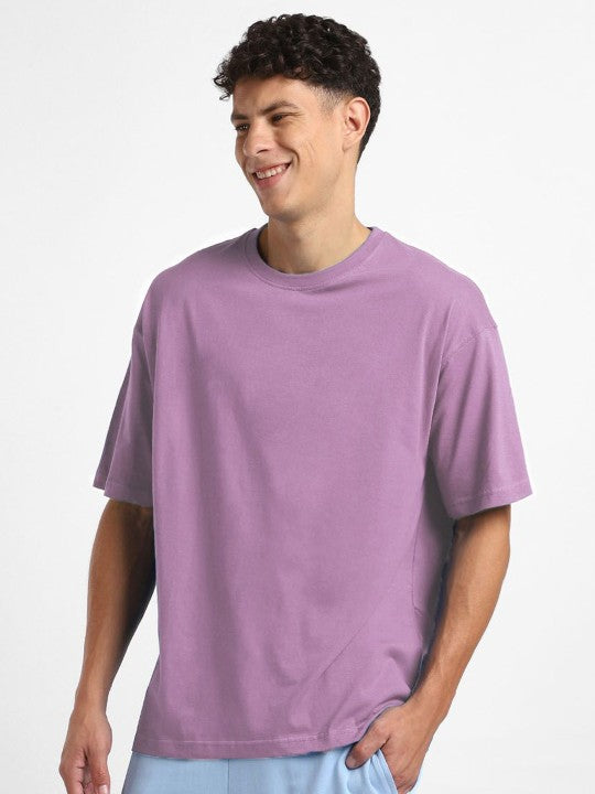 Lavender Plain Oversized T-Shirt For Men
