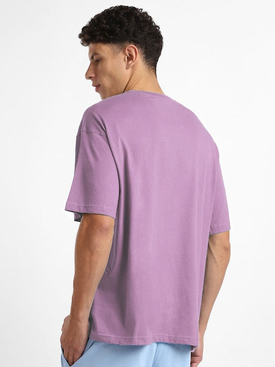 Lavender Plain Oversized T-Shirt For Men