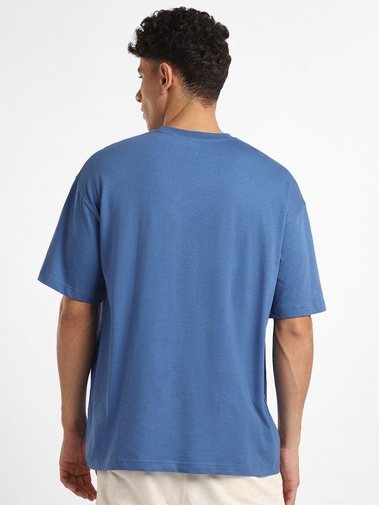 Navy Blue Plain Oversized T-Shirt For Men