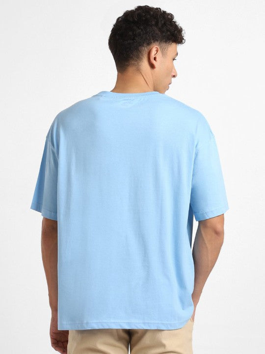 Sky Blue Plain Oversized T-Shirt For Men
