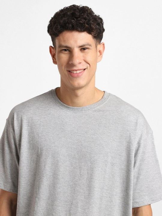 Steel Grey Plain Oversized T-Shirt For Men