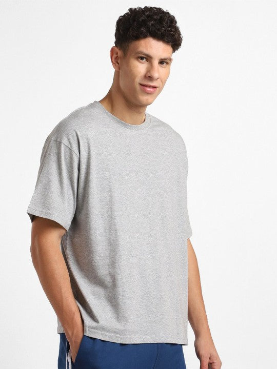 Steel Grey Plain Oversized T-Shirt For Men