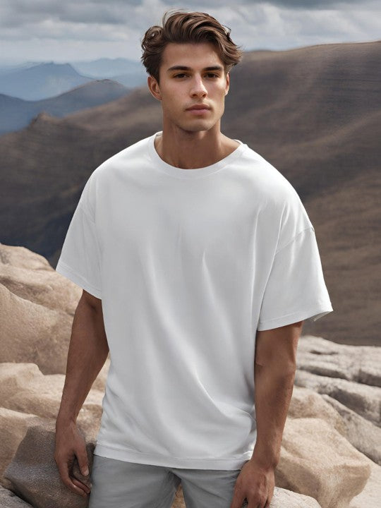 White Plain Oversized T-Shirt For Men