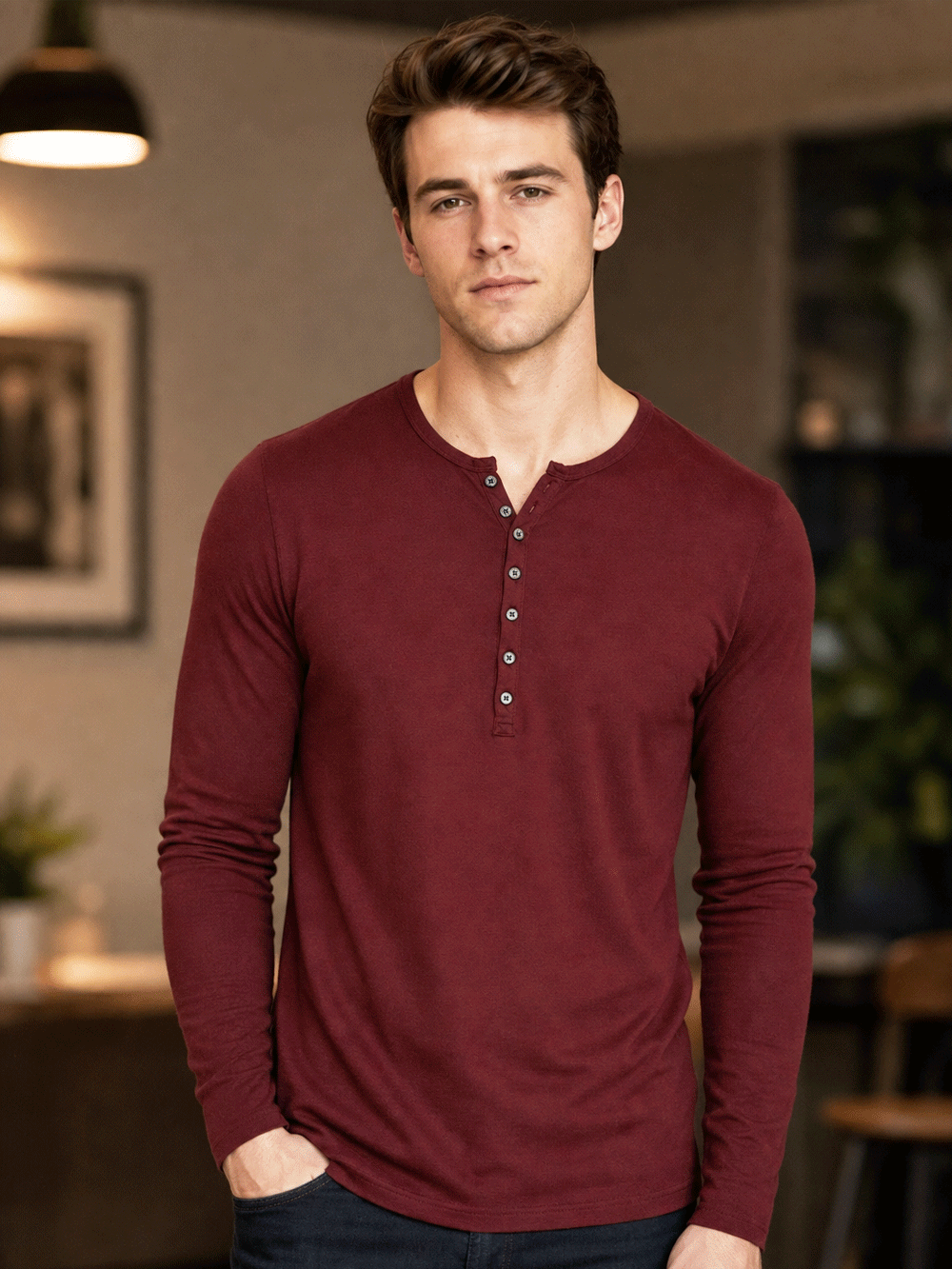 Pack of 2- Henley Full Sleeve T-Shirt