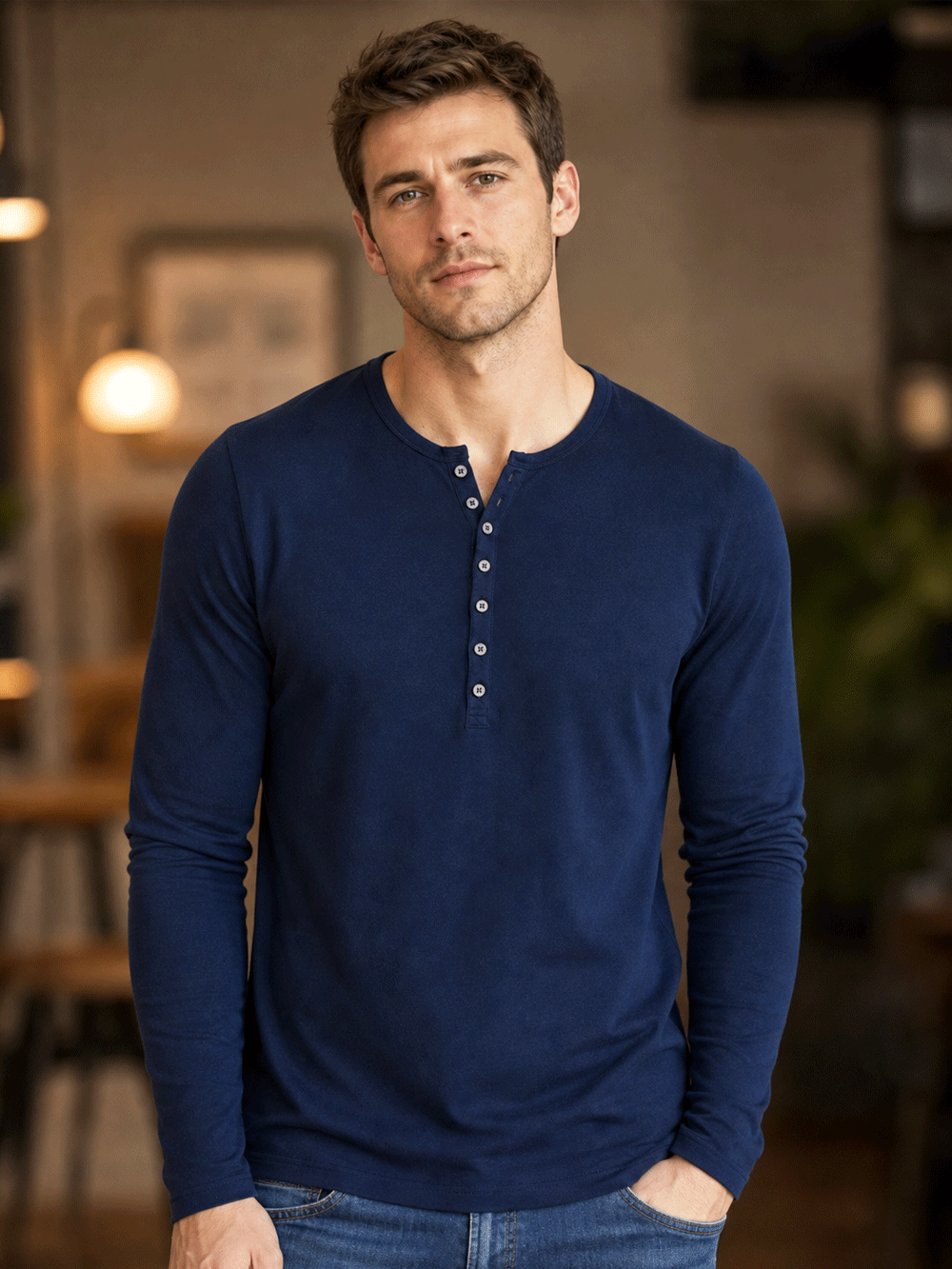 Pack of 2- Henley Full Sleeve T-Shirt