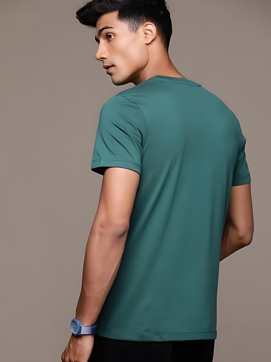 Teal Blue Plain Round Neck T-Shirt